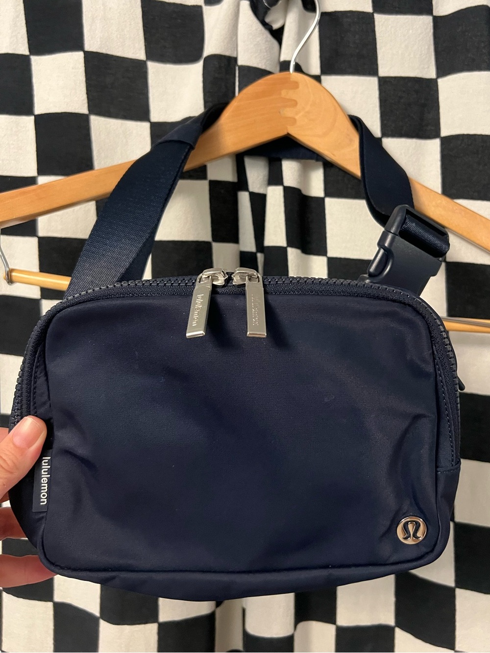 Lululemon Athletica Navy Belt Bag with Silver Hardware